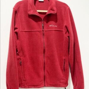 COLUMBIA mens fleece zip up jacket sz M‎ rust red cozy classic casual outdoor